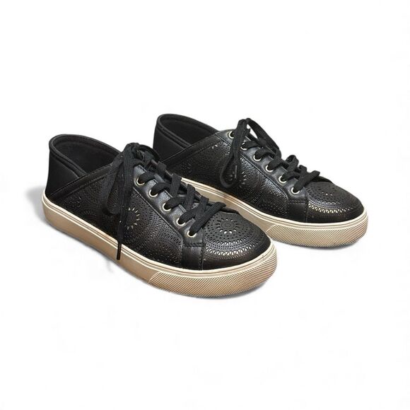 Aldo Stepanie Womens Size 8M Perforated Lace Up Collapsible Heel Black Sneakers - Picture 3 of 12